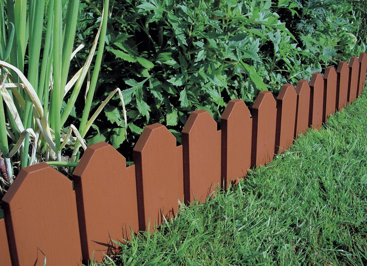 Gartenpflege - 4 Zaunelemente aus flexiblem Kunststoff mit Holzmaserung, in Farbe BRAUN Ansicht 1