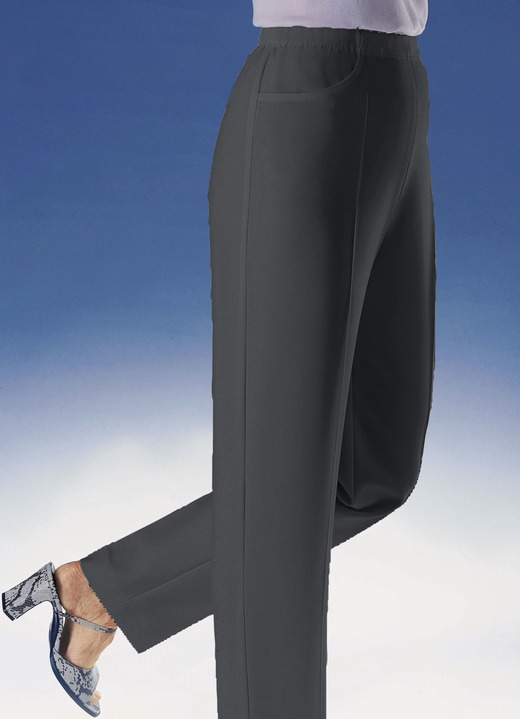 Hosen mit Knopf- und Reißverschluss - Hose mit praktischen Seitentaschen in 6 Farben, in Größe 019 bis 054, in Farbe SCHWARZ Ansicht 1