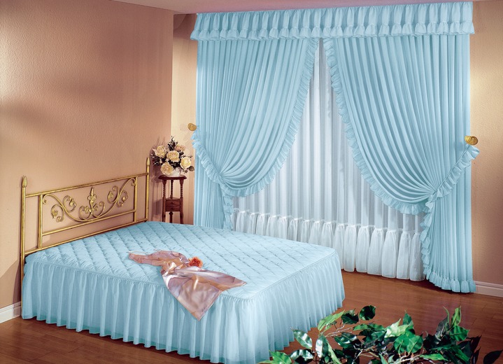 - Querbehang mit geradem Volantabschluss, in Größe 674 (H30xB300 cm) bis 691 (H30xB900 cm), in Farbe AQUA