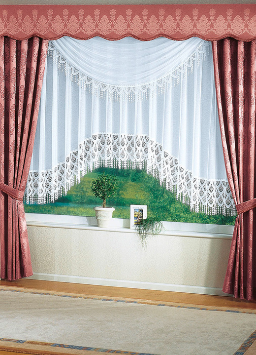 Klassisch - Mittelbogen mit Plauener Spitze Ansicht 2 Klassisch - Mittelbogen mit Plauener Spitze, in Größe 001 (45x 75 cm) bis 006 (45x300 cm), in Farbe WEISS Ansicht 2