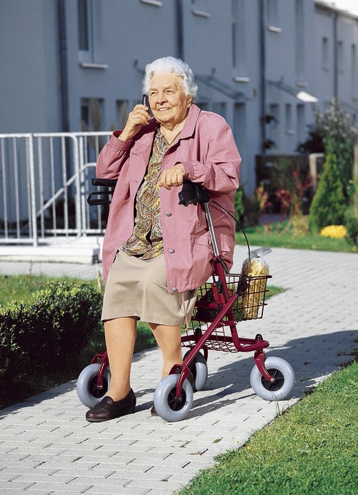 Rollatoren & Rollstühle - Zusammenklappbarer Rollator mit Feststellbremse, in Farbe ROT Ansicht 1