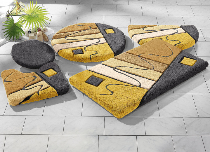 Badgarnituren - Handgearbeitete Badgarnitur in harmonischen Farbtönen, in Größe 100 (Vorleger halbrund, 50/ 80 cm) bis 112 (WC-Deckelbezug, 47/ 50 cm), in Farbe GRÜN Ansicht 7