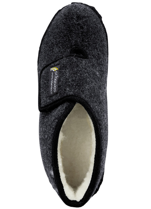 Hausschuhe - Gefütterte Herren-Hausschuhe, mit Schurwolle, in Größe 040 bis 047, in Farbe ANTHRAZIT-SCHWARZ Ansicht 2