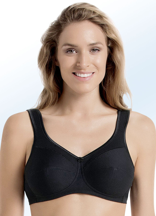 Soft-BH - Anita Entlastungs-BH mit Baumwoll-Pikee, in Größe 075 bis 120, in Cup E, in Farbe SCHWARZ Ansicht 1