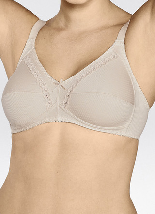 Soft-BH - Naturana Zweierpack  BH mit dekorativem Spitzenband in den Cups – Farbe 2X PUDER – Ansicht  Soft-BH - Naturana Zweierpack  BH mit dekorativem Spitzenband in den Cups, in Größe 075 bis 100, in Cup C, in Farbe 2X WEISS – Farbe 2X PUDER – Ansicht