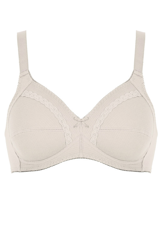 Soft-BH - Naturana Zweierpack  BH mit dekorativem Spitzenband in den Cups, in Größe 075 bis 100, in Cup D, in Farbe 1X SCHWARZ, 1X WEISS Ansicht 7