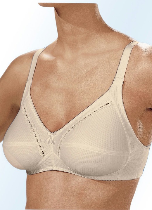 Soft-BH - Naturana Zweierpack  BH mit dekorativem Spitzenband in den Cups, in Größe 075 bis 100, in Cup A, in Farbe 2X WEISS Ansicht 5