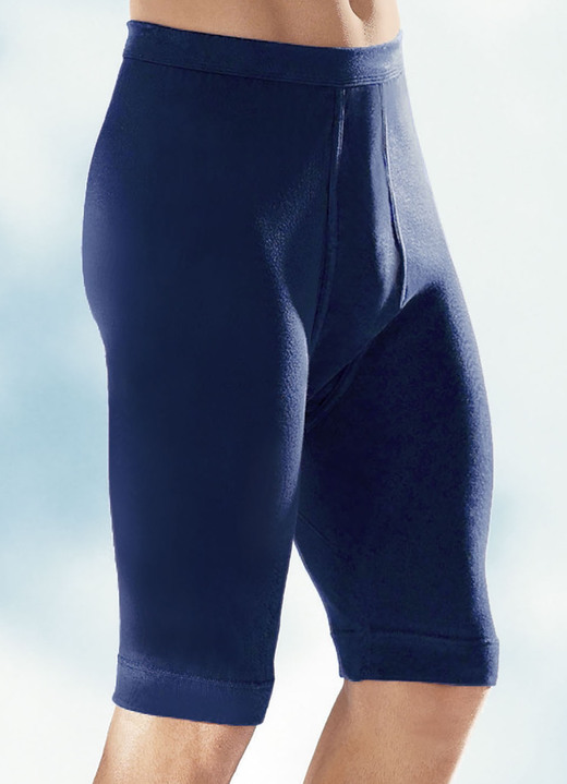 Slips & Unterhosen - Dreierpack Unterhosen, knielang, aus Feinripp, uni, in Größe 005 bis 012, in Farbe 2X MARINE, 1X SCHWARZ