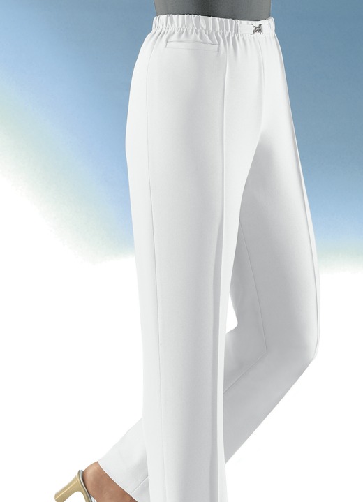 Damenmode - Hose in Schlupfform in 8 Farben, in Größe 019 bis 054, in Farbe WEISS Ansicht 1