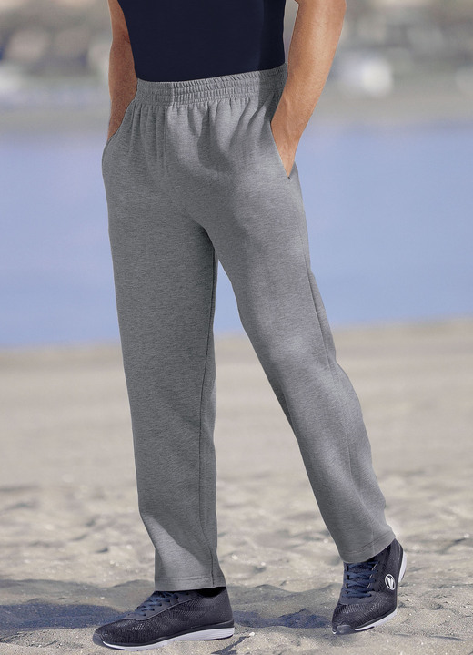 Freizeithosen - Jogginghose aus reiner Baumwolle in 5 Farben, in Größe 046 bis 058, in Farbe GRAU MELIERT Ansicht 3
