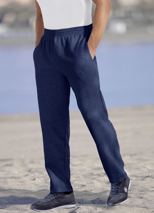 Freizeithosen - Jogginghose aus reiner Baumwolle in 5 Farben, in Größe 046 bis 058, in Farbe GRAU MELIERT Ansicht 5