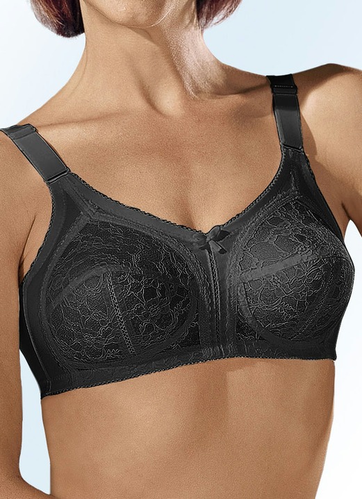 Soft-BH - BH mit unterlegter Spitze, in Größe 080 bis 110, in Cup G, in Farbe SCHWARZ Ansicht 1