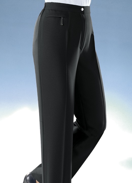 Hosen mit Knopf- und Reißverschluss - Komforthose mit 4 cm weiterem Bundumfang i, in Größe 019 bis 054, in Farbe SCHWARZ Ansicht 1