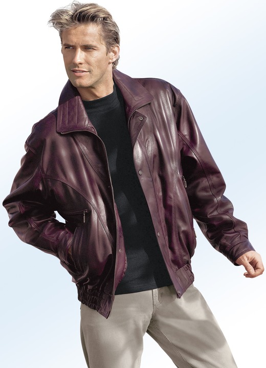 Lederblousons - Lederblouson in 3 Farben, in Größe 025 bis 110, in Farbe ANTIK BORDEAUX Ansicht 1