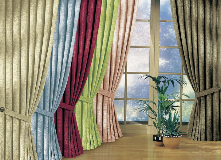 Klassisch - Übergardinen-Garnitur mit Universalschienenband, in Größe 750 (H150xB115 cm) bis 899 (2er-Pack Raffhalter, 60 cm), in Farbe HELLBLAU Ansicht 1