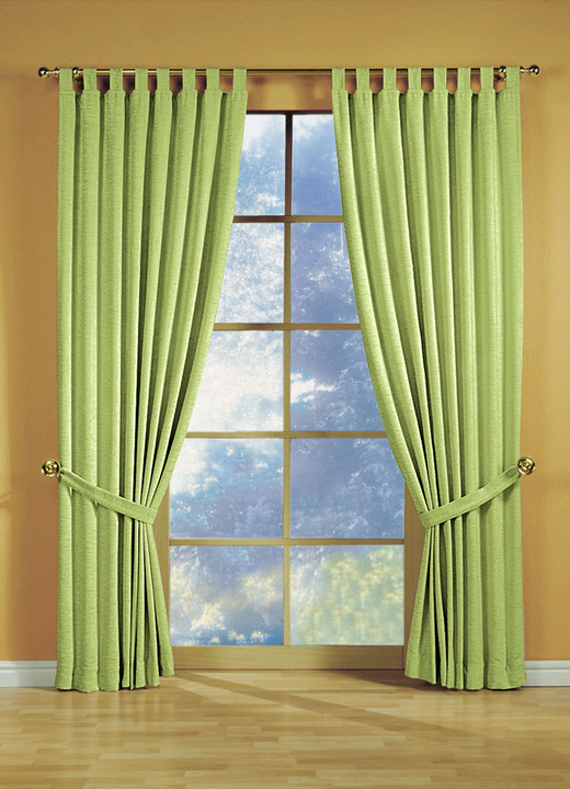 Klassisch - Fensterdekoration aus schwerer Thermo-Chenille-Qualität, in Größe 364 (H150xB135 cm) bis 464 (H245xB270 cm), in Farbe GRÜN, in Ausführung mit Ösen Ansicht 1