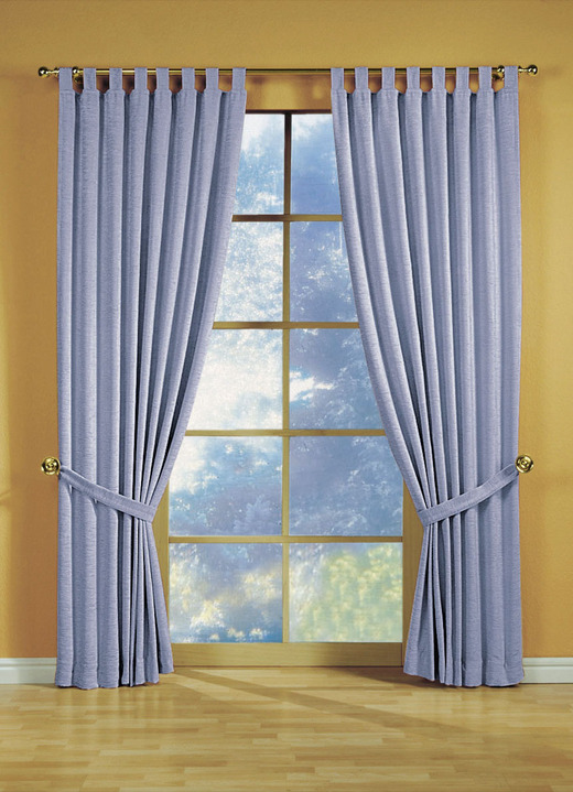 Klassisch - Fensterdekoration aus schwerer Thermo-Chenille-Qualität, in Größe 364 (H150xB135 cm) bis 464 (H245xB270 cm), in Farbe HELLBLAU, in Ausführung Mit Schlaufen Ansicht 1