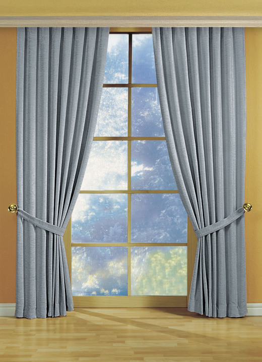 Klassisch - Fensterdekoration aus schwerer Thermo-Chenille-Qualität Ansicht 16 Klassisch - Fensterdekoration aus schwerer Thermo-Chenille-Qualität, in Größe 364 (H150xB135 cm) bis 464 (H245xB270 cm), in Farbe HELLBLAU, in Ausführung mit Universalschienenband Ansicht 16