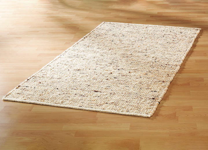 Klassisch - Handgewebte Teppiche aus Neuseeland-Schurwolle, in Größe 100 (Brücke, 60x90 cm) bis 315 (2 Brücken 60x120 cm + 1 Galerie 70x200 cm), in Farbe NATUR Ansicht 1