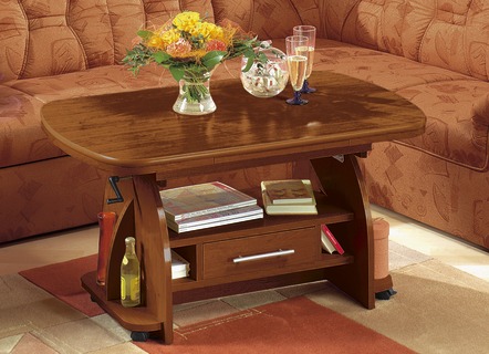 Couchtische - Couchtisch mit Schublade, in Farbe ZWETSCHGE, in Ausführung Feste Platte, Höhe 46 cm