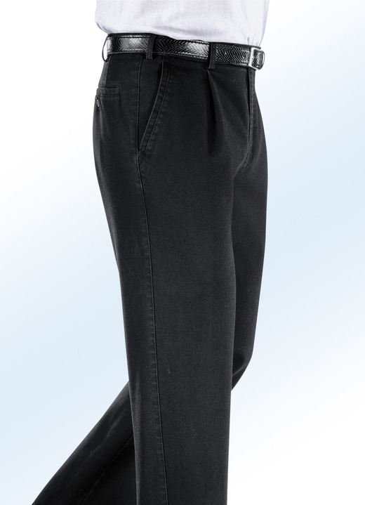 Jeans - Bügelfreie Jeans mit Gürtel in 3 Farben Jeans - Bügelfreie Jeans mit Gürtel in 3 Farben, in Größe 024 bis 062, in Farbe SCHWARZ