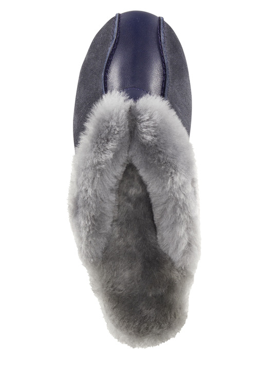 Hausschuhe - ELENA EDEN Pantoffel mit echtem Lammfellfutter Ansicht 2 Hausschuhe - ELENA EDEN Pantoffel mit echtem Lammfellfutter, in Größe 036 bis 043, in Farbe MARINE-HELLGRAU Ansicht 2