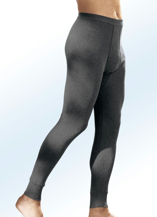 Slips & Unterhosen - Permatherm Zweierpack Unterhosen, lang, Winterwäsche, in Größe 004 bis 010, in Farbe 1X ANTHRAZIT MELIERT, 1X INDIGO MELIERT