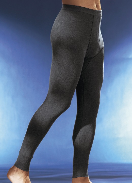 Unterhosen - Permatherm Zweierpack Unterhosen, lang, uni, Winterwäsche, in Größe 004 bis 010, in Farbe 1X ANTHRAZIT MELIERT, 1X JEANSBLAU MELIERT