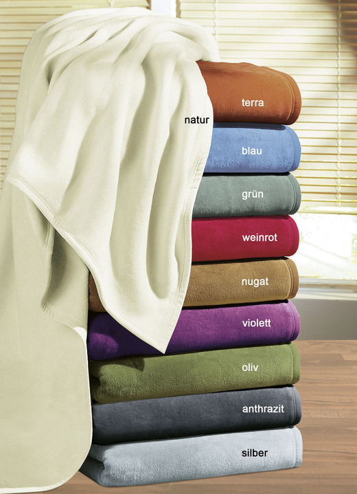 Decken - Hochwertige Schlafdecke, 2er-Set, mit Veloursband-Einfassung, in Farbe OLIV