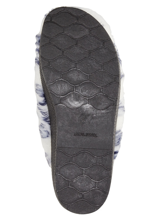 Hausschuhe - Pantoffel aus bedrucktem Plüschmaterial, in Größe 036 bis 043, in Farbe ECRU-GRAU Ansicht 9