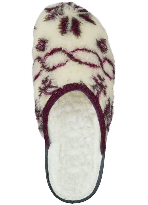 Hausschuhe - Pantoffel aus bedrucktem Plüschmaterial, in Größe 036 bis 043, in Farbe ECRU-BLAU Ansicht 8