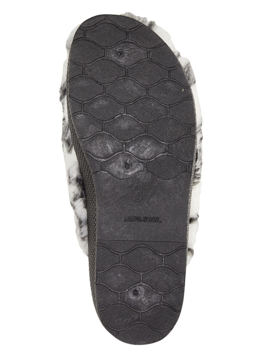 Hausschuhe - Pantoffel aus bedrucktem Plüschmaterial, in Größe 036 bis 043, in Farbe ECRU-ROT Ansicht 6