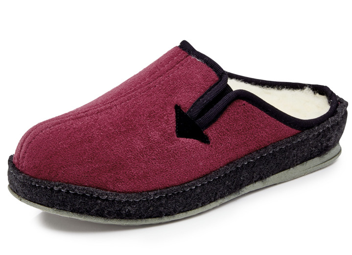 Hausschuhe - Atmungsaktive Damen-Hauschuhe, mit Gummizug, in Größe 036 bis 043, in Farbe SCHWARZ-BORDEAUX Ansicht 4