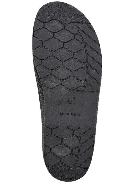 Hausschuhe - Klassische Herren-Hausschuhe, mit anatomisch geformtem Fußbett, in Größe 040 bis 047, in Farbe SCHWARZ-GRAU Ansicht 3