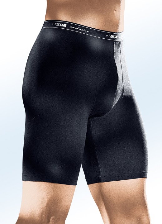 Pants & Boxershorts - Zweierpack Longpants mit Elastikbund, uni, in Größe 004 bis 011, in Farbe 2x SCHWARZ Ansicht 1