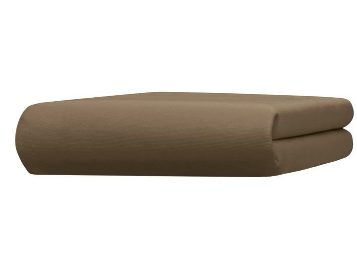 Spannbetttücher - Edel-Jersey-Spannbetttuch mit Elasthan, in Größe 133 (1x 90–120/190–220 cm, Matratzenhöhe 18–35 cm) bis 938 (1x 180–200/200–220 cm, für Topperhöhe 4–10 cm), in Farbe CAMEL, in Ausführung Edel-Jersey-Stretch Deluxe Ansicht 5