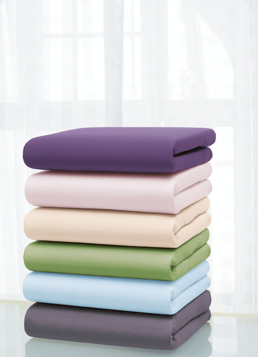 Spannbetttücher - Mako-Feinjersey-Spannbetttücher und Kissenbezüge aus 100% Baumwolle, in Größe 120 (1 Kissenbezug, 80/ 80 cm) bis 138 (1 Spannbetttuch, 180–200/200 cm), in Farbe WEISS Ansicht 1