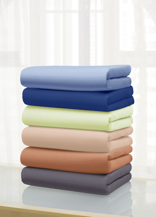 Spannbetttücher - Doppel-Jersey Spannbetttuch, in Größe 133 (1x 90-100/200 cm) bis 138 (1x 180–200/200 cm), in Farbe BLAU Ansicht 16