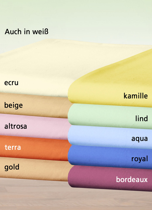 Spannbetttücher - Atmungsaktiv und hautfreundliche Betttücher und Spannbettücher, in Größe 131 (2 Betttücher, 150/ 250 cm) bis 138 (1 Spannbetttuch, 200/ 200 cm), in Farbe ECRU Ansicht 4