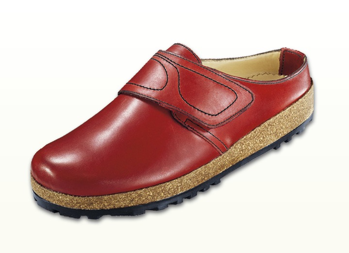 Sandaletten & Pantoletten - Haflinger-Lederclog aus weichem Rindleder, in Größe 036 bis 042, in Farbe BLAU Ansicht 4