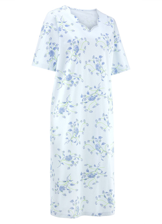 Nachthemden - Nachthemd, Kurzarm mit V-Ausschnitt, in Größe 038 bis 060, in Farbe MINT-BUNT Ansicht 6