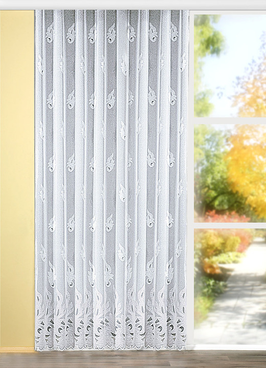 Klassisch - Dekorativer Langstore mit Universalschienenband, in Größe 217 (H220xB300 cm) bis 259 (H240xB750 cm), in Farbe WEISS Ansicht 1