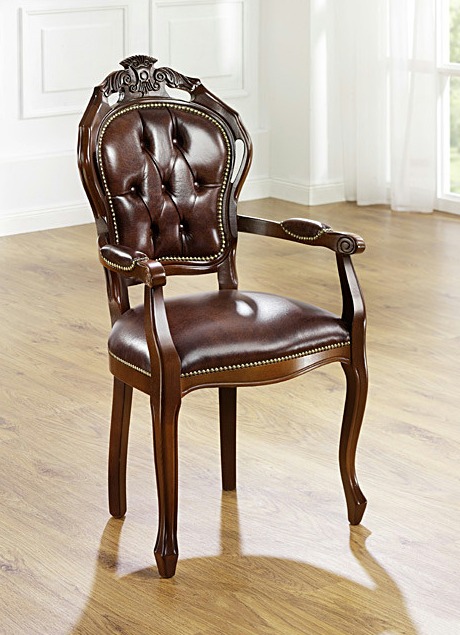 Stühle & Sitzbänke - Esszimmer-Stühle und Sessel mit Lederbezug, in Farbe DUNKELBRAUN/NUSSBAUM, in Ausführung Ledersessel Ansicht 3