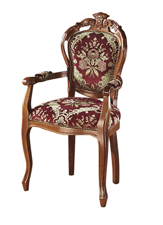 Stühle & Sitzbänke - Esszimmer-Stühle oder Sessel in Nussbaum, in Farbe BEIGE GEMUSTERT, in Ausführung Sessel Ansicht 3