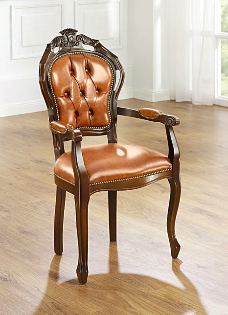 Stühle & Sitzbänke - Esszimmer-Stühle und Sessel mit Lederbezug, in Farbe DUNKELBRAUN/NUSSBAUM, in Ausführung Ledersessel Ansicht 2