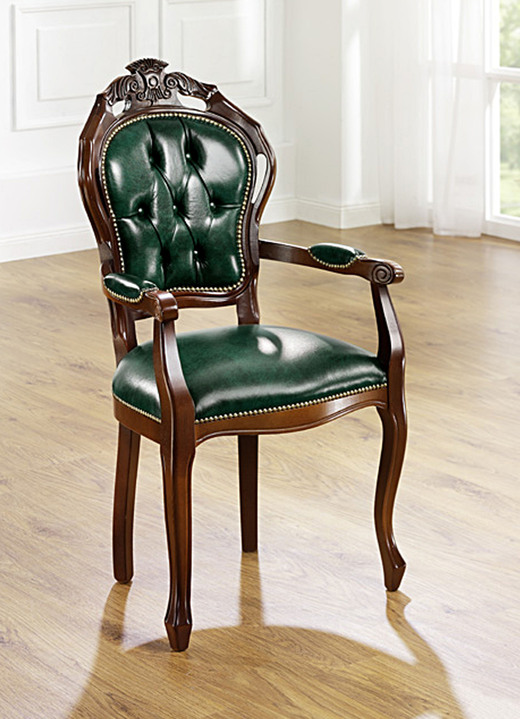 Stühle & Sitzbänke - Esszimmer-Stühle und Sessel mit Lederbezug, in Farbe DUNKELBRAUN/NUSSBAUM, in Ausführung Ledersessel Ansicht 4