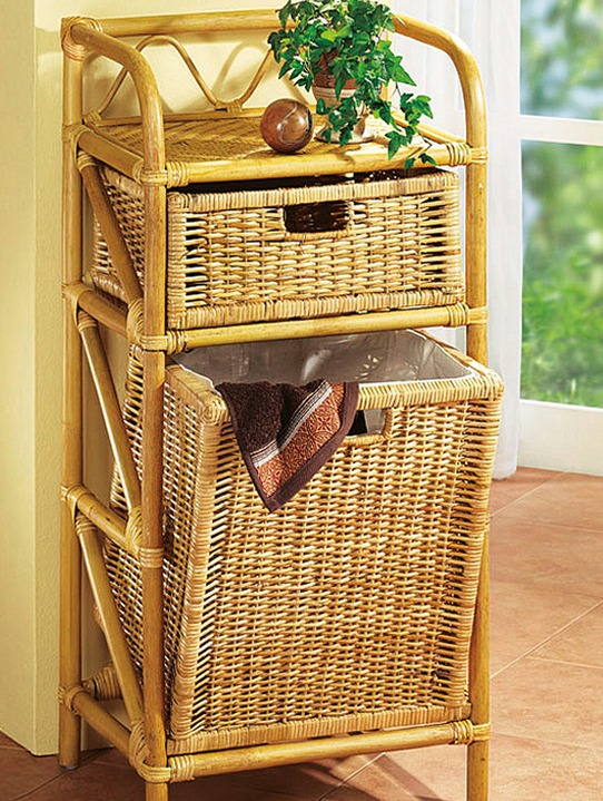 Landhausmöbel - Rattan Regal, in Farbe HONIG, in Ausführung Mit 3 großen Schubladen Ansicht 3