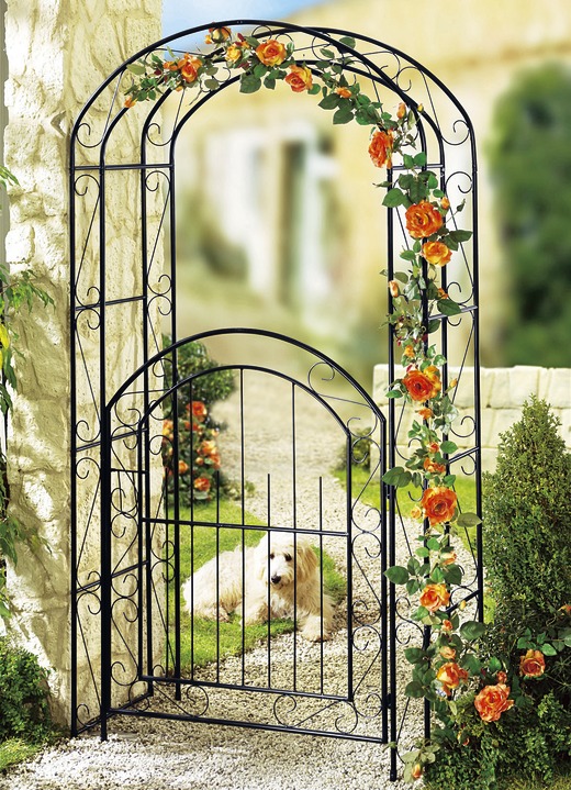 Garten - Rosenbogen mit Tor, in Farbe SCHWARZ
