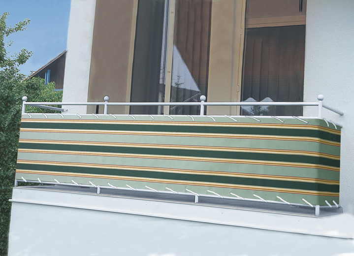 Sicht- & Sonnenschutz - Balkonbespannung mit Ösen und Schnur, in Größe 075 (Höhe 75 cm) bis 090 (Höhe 90 cm), in Farbe GRÜN Ansicht 1