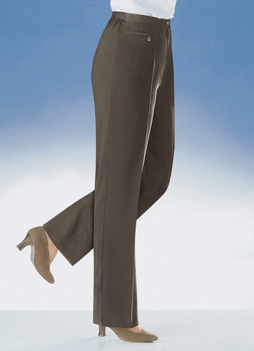 Hosen mit Knopf- und Reißverschluss - Komforthose für jeden Anlass in 8 Farben, in Größe 019 bis 054, in Farbe OLIV Ansicht 4